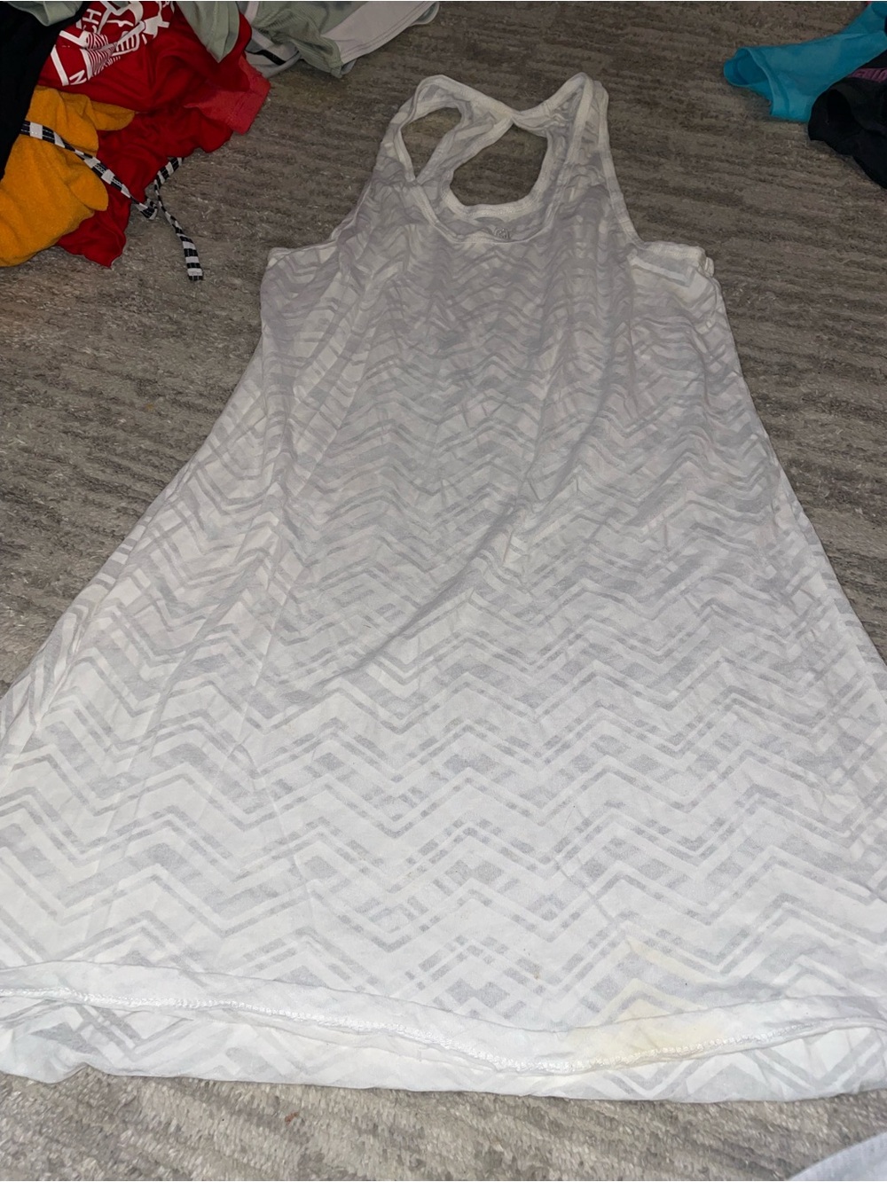 Women's White Sheer Chevron Swim Coverup Tank
